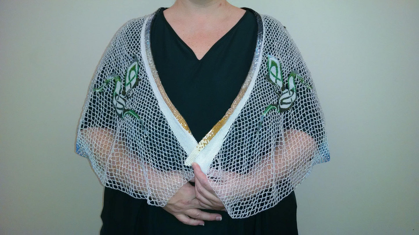 Green Dragon Beadwoven Shawl